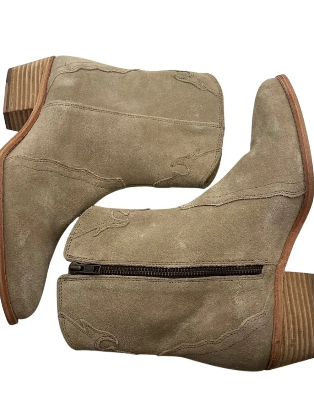Free People 39.5 New Frontier Beige Suede Western Ankle Boots Booties Shoes Boho